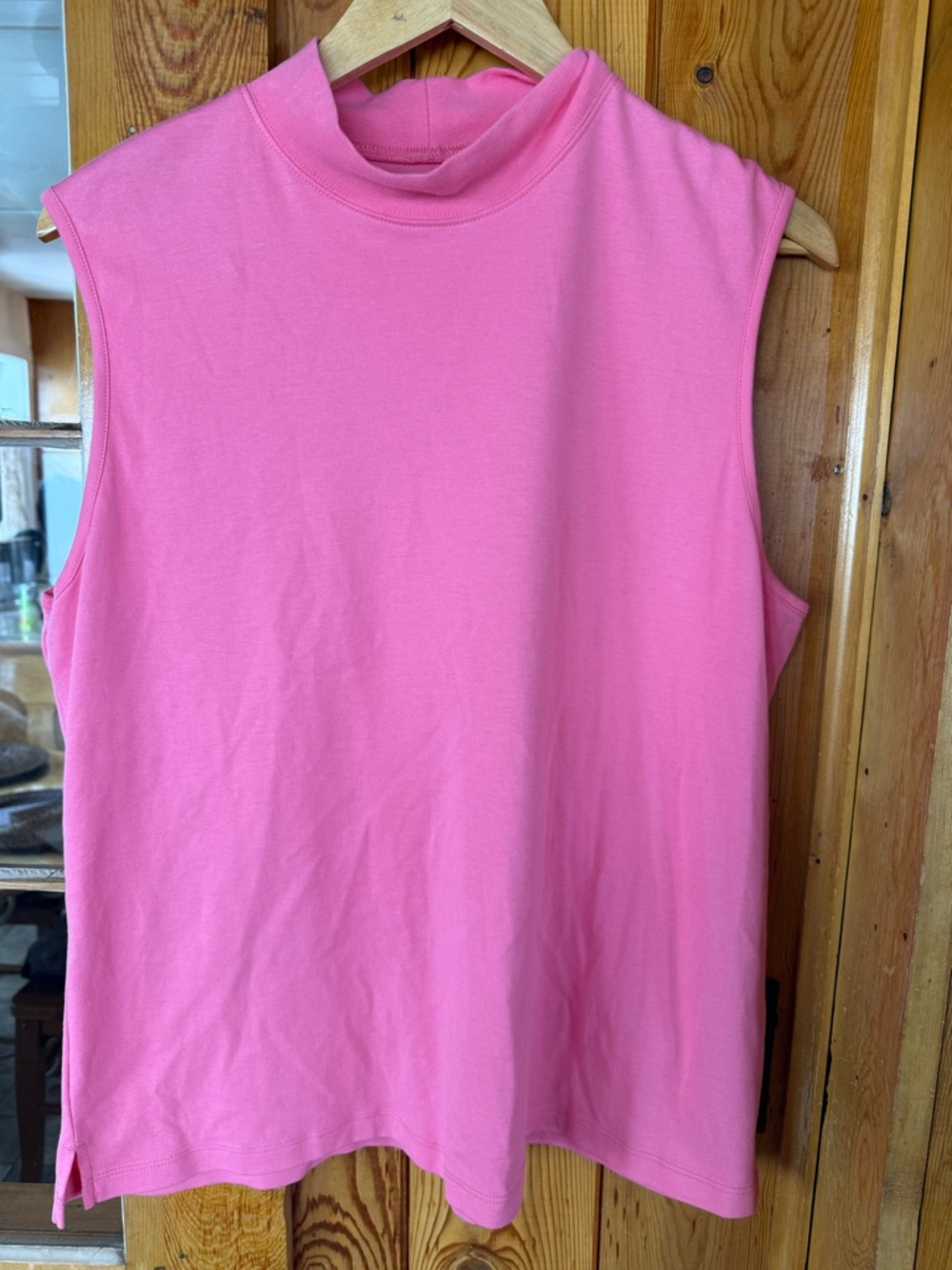Appleseed's Sleeveless Mock Neck Tank Top - Hot Pink